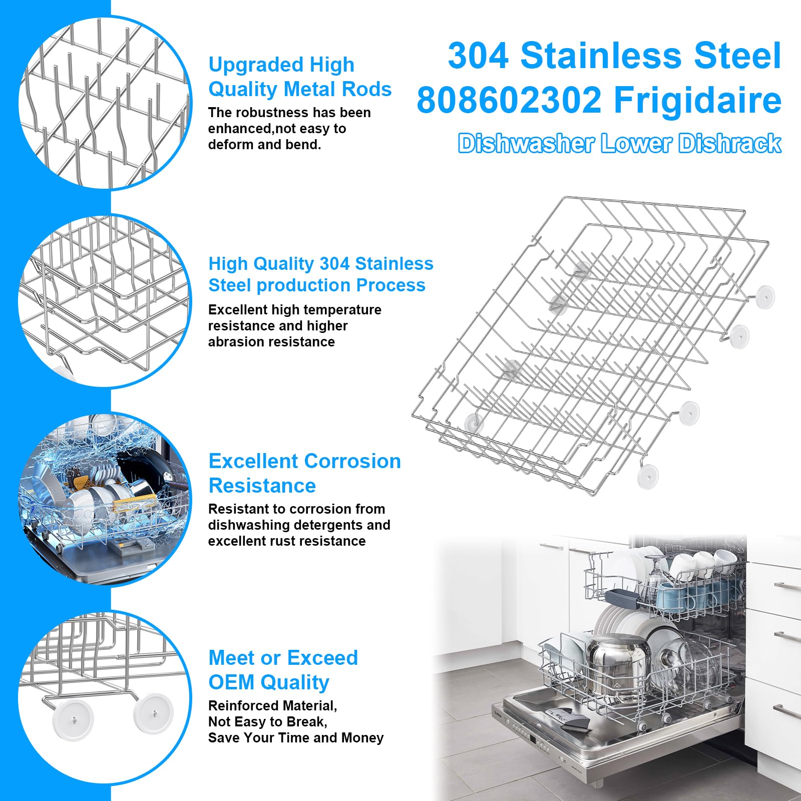Frigidaire Dishwasher Lower Rack - 304 Stainless Steel -2 Frigidaire Dishwasher Lower Rack - 304 Stainless Steel -2