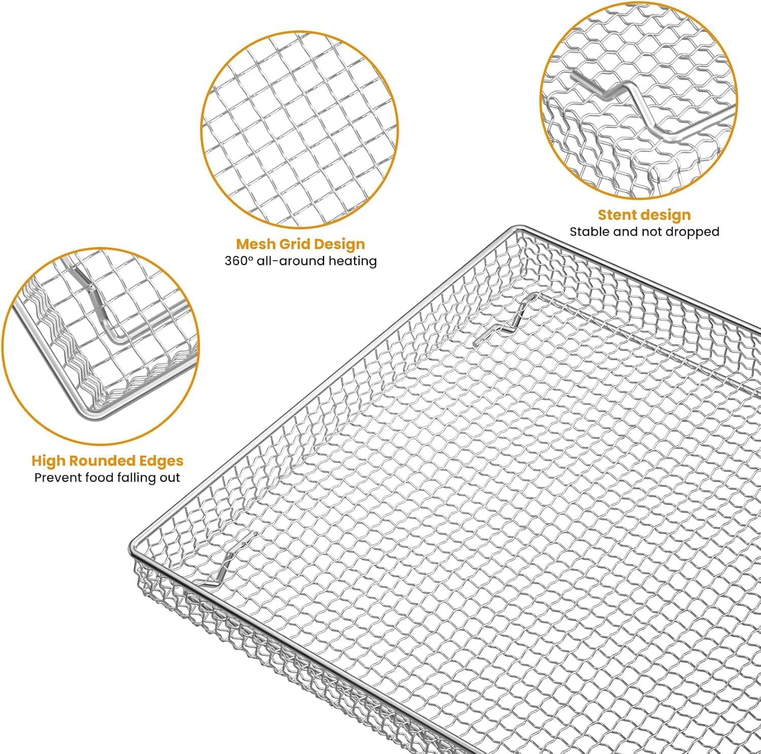 2Pcs Stainless Steel Oven Air Fryer Basket and Tray Replacement for Cuisinar TOA-060 and TOA-065 Toaster Oven Deep Fryer Parts & Accessorie, 12.4"x11" Baking Sheet Tray Pan for Cooking Bread Broiling
