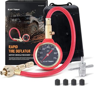 Rapid Tire Deflator, 10-70PSI, Tire Pressure Gauge with Plastic Carry Case, for Offroad Tire of Jeep, Truck & ATV