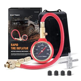 Rapid Tire Deflator, 10-70PSI, Tire Pressure Gauge with Plastic Carry Case, for Offroad Tire of Jeep, Truck & ATV
