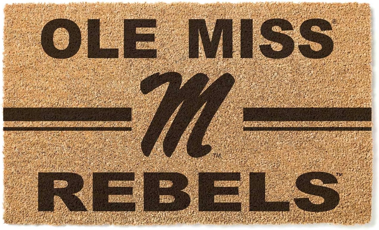 KH Sports Fan Ole Miss Rebels Team Logo Coir Doormat, 18x30 Inches, Rebels Outdoor Rug; Display Your Team Spirit with This Unique Mississippi Rebels Doormat