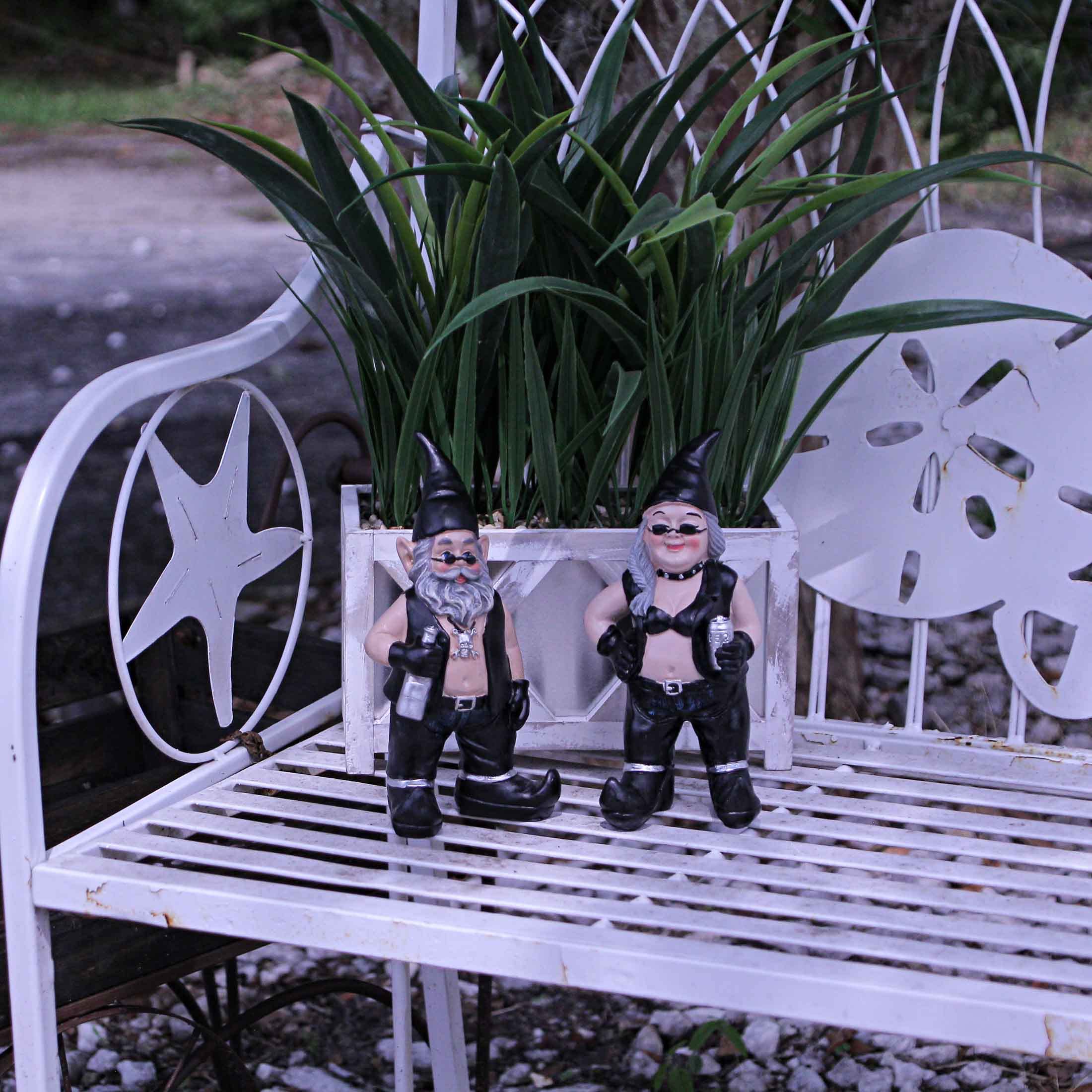 Zeckos Gnoschitt and Gnofun - Statue di gnomo da giardino per motociclisti, altezza 17,5 cm, divertenti decorazioni per interni ed esterni