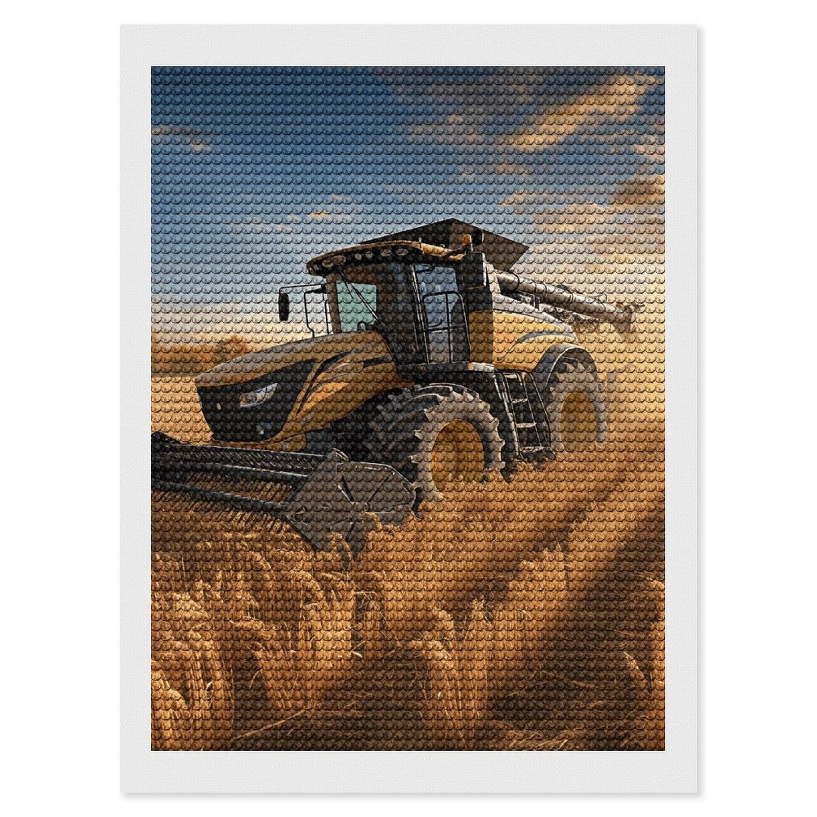 DWVTSLH Farm Tractor Harvest Diamond Painting Kits for Adults, Personalized Diamond Photo Art Full Drill, DIY 5D Diamond Art Painting Kits for Beginners, Home Wall Decor 12"x16"