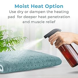 Pure Enrichment PureRelief Ultra-Wide Microplush Heating Pad - 20 x 24 XXL Size & 6 Heat Settings for Temporary Neck, Shoulder & Back Pain Relief - Moist Heat Option & Machine Washable (Sea Glass)