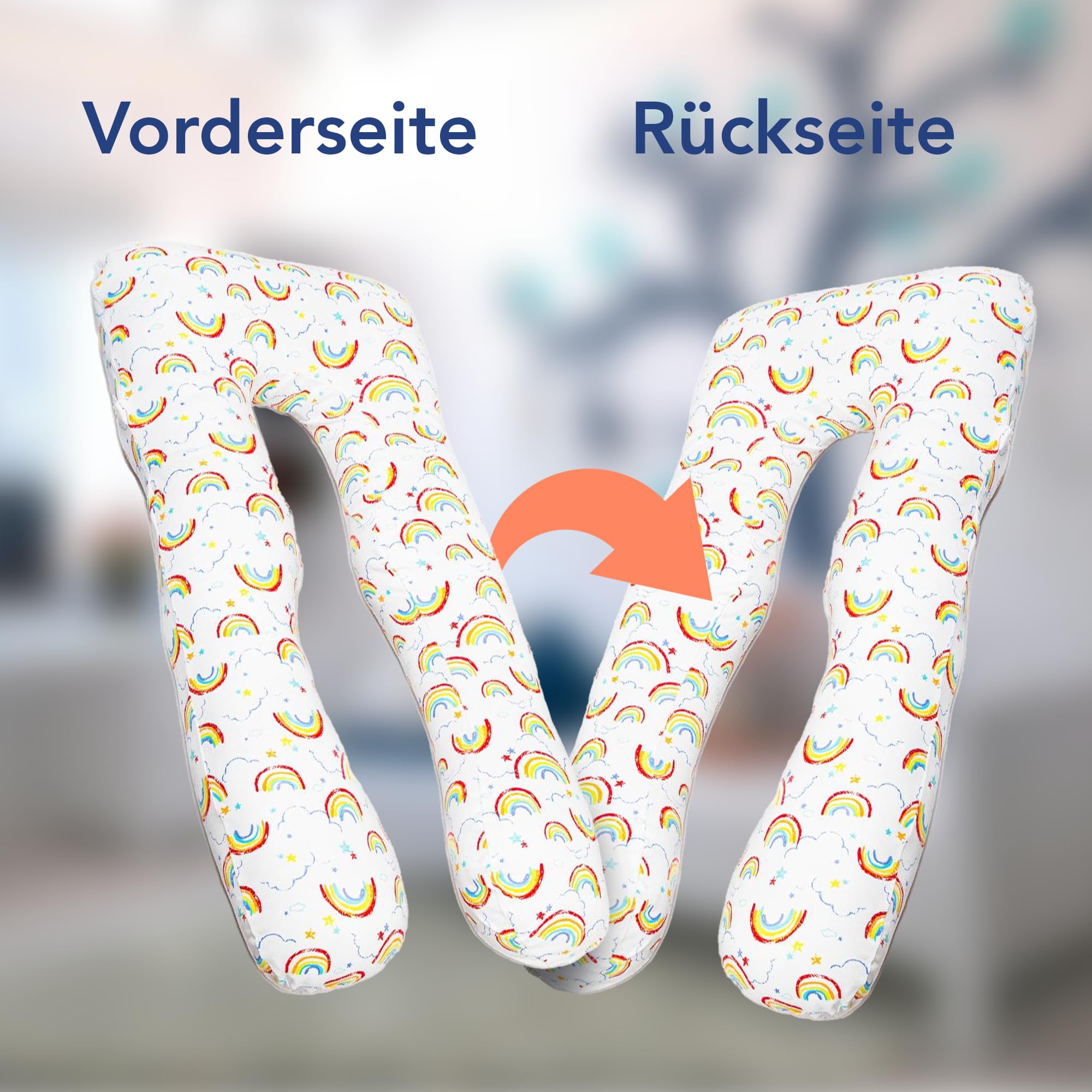 MKS Kindkissen für Bett Schlafen 60x120cm | Seitenschläferkissen | Anti-Stress Kopfkissen | Komfortkissen zur Stressbewältigung | Kuschelkissen (Regenbogen)