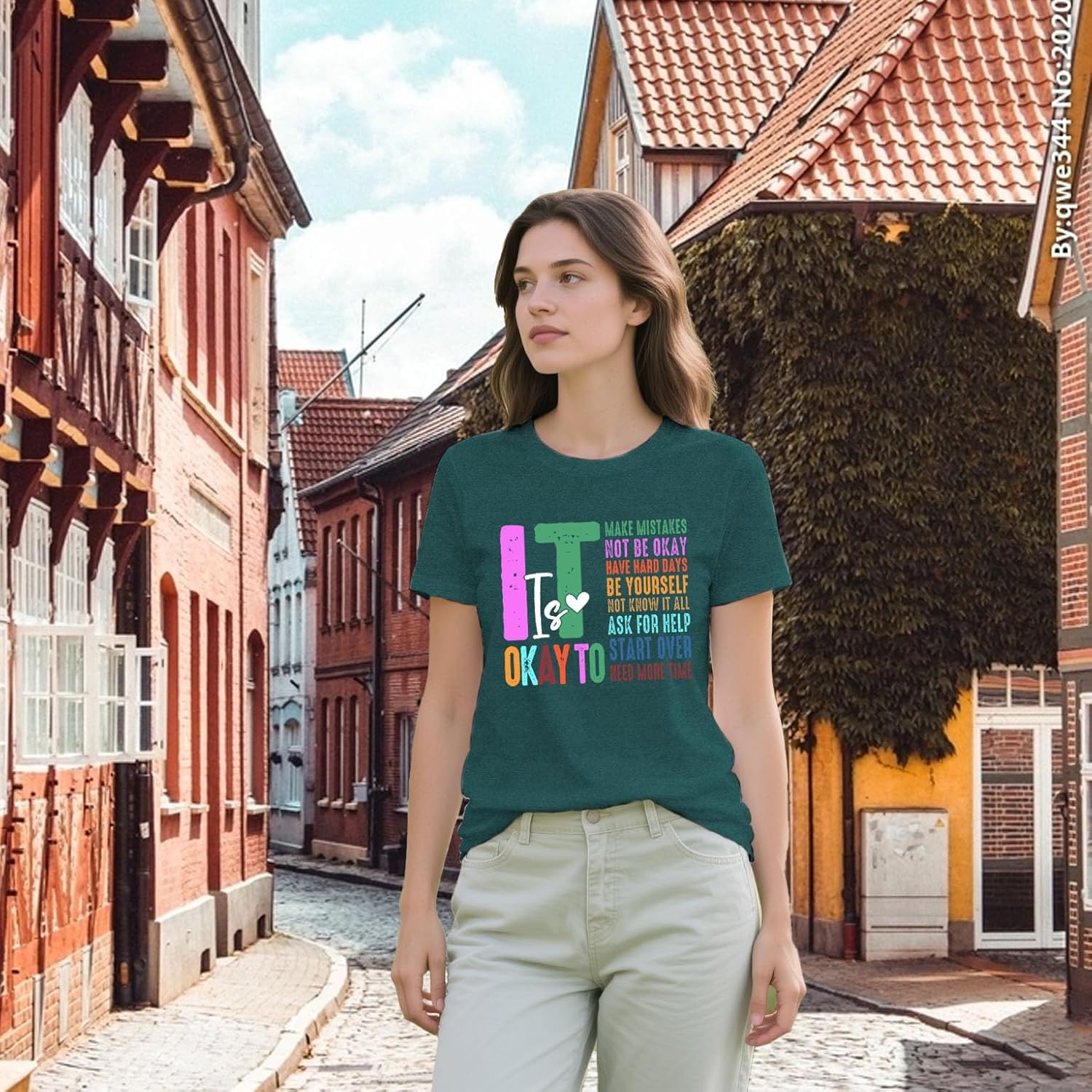 Inspirational Shirts for Women It's Okay to Make Mistakes T-Shirt Teacher Tee Be Yourself Tops - Image 3