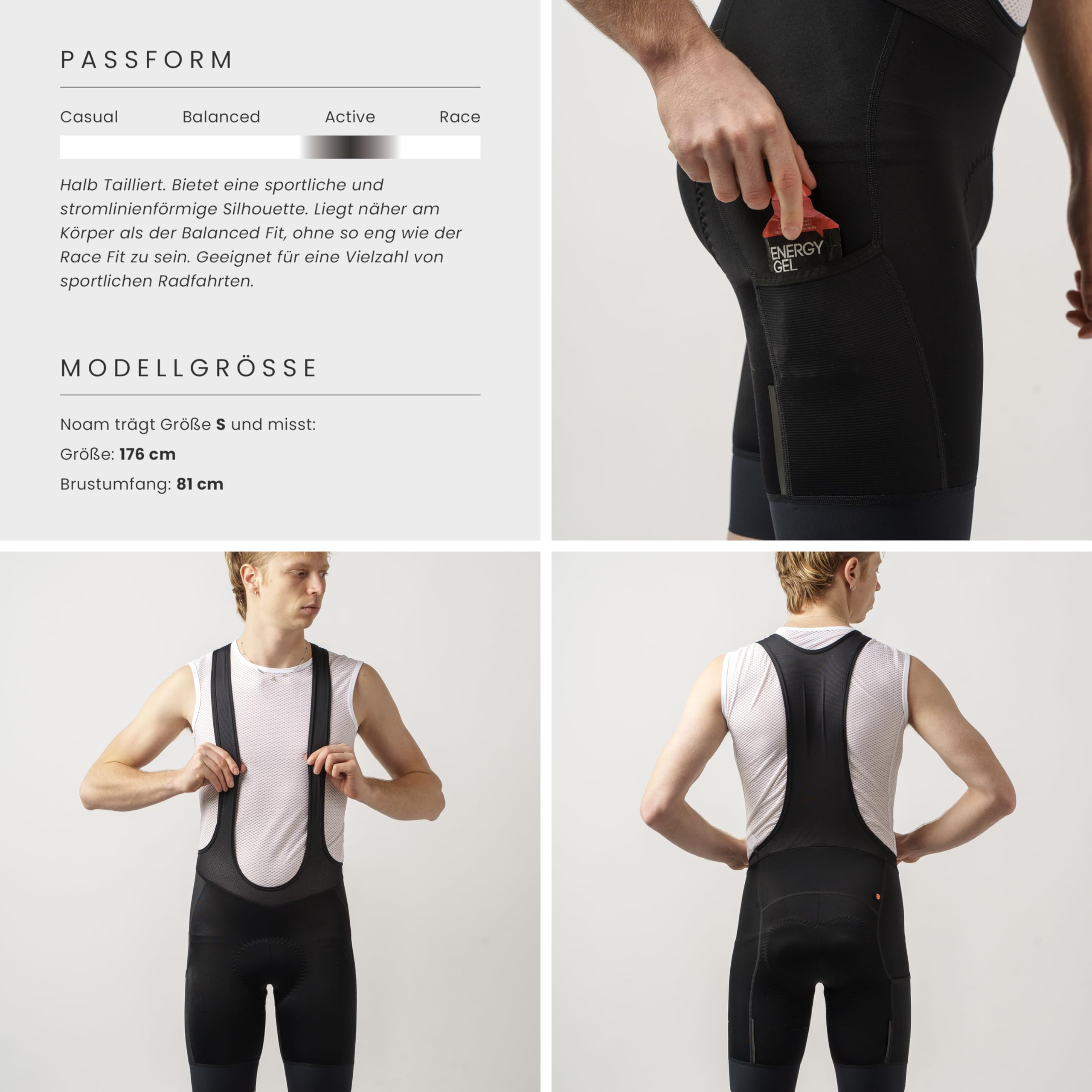 GripGrab Ride Bib Shorts - Herren Rennrad Trägerhose mit Polster & Tasche | Kurze Fahrradhose für Rennrad, MTB & Gravel mit Elastic Interface Sitzpolster, Mesh-Trägern, Silikongrippern & Beintasche