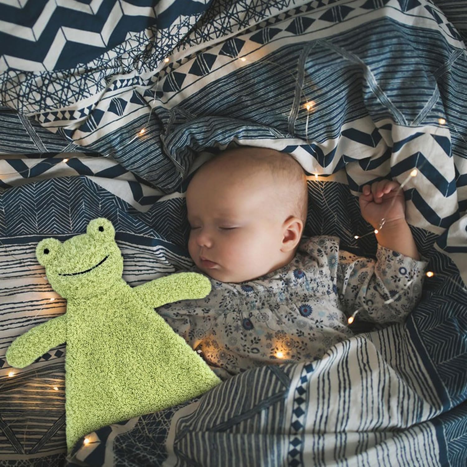 Baby Green Frog Soft Stuffed Animal Security Blanket, Plush Frog Character Lovey Blanket, Baby Shower/Nursery Gift, Newborn Infant Toddler Snuggle Blankie for Boys Girls, 16 Inches - Image 3