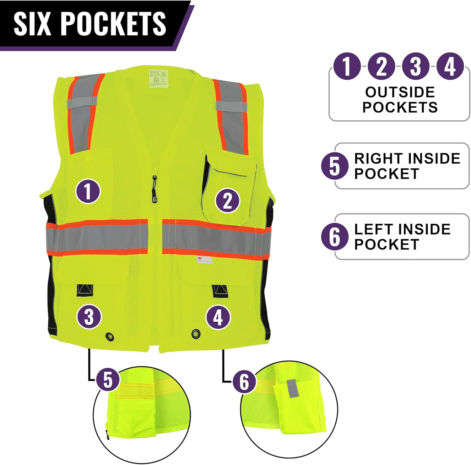 Global Glove High Visibility Safety Vest, Lightweight and Breathable