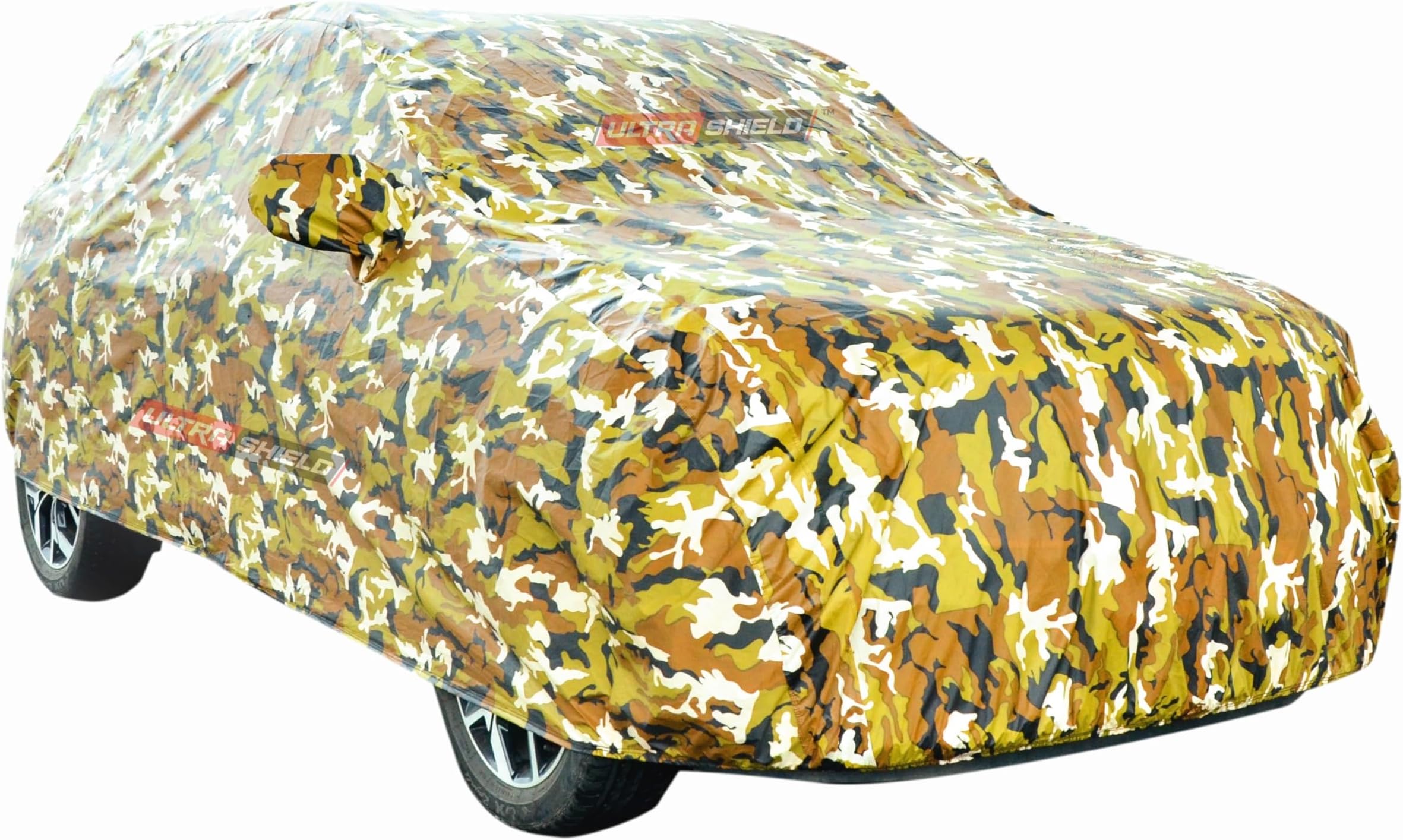 ULTRA SHIELD Army Series 100% Waterproof Car Body Cover for Nissan Micra with Mirror Pockets | Triple Stitched, Elastic, Custom Fit, Heat Resistant, Anti-Dust, All-Weather Cover (Military)