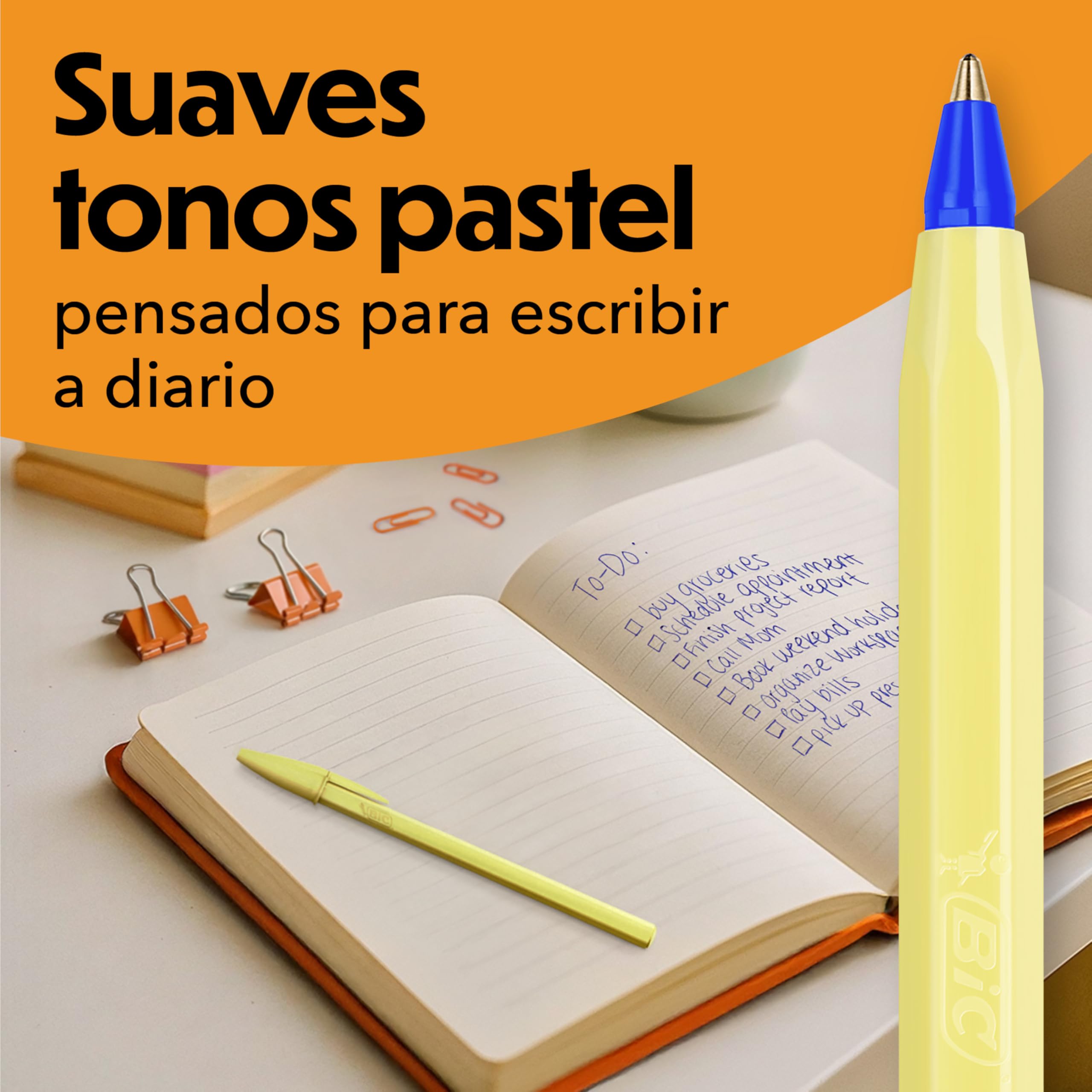 BIC Cristal Pastel Bolígrafos de Punta Media (1,00 mm) con Tinta Recargable Azul - Cuerpo de Colores Pastel Surtidos, Caja de 10 — view 3