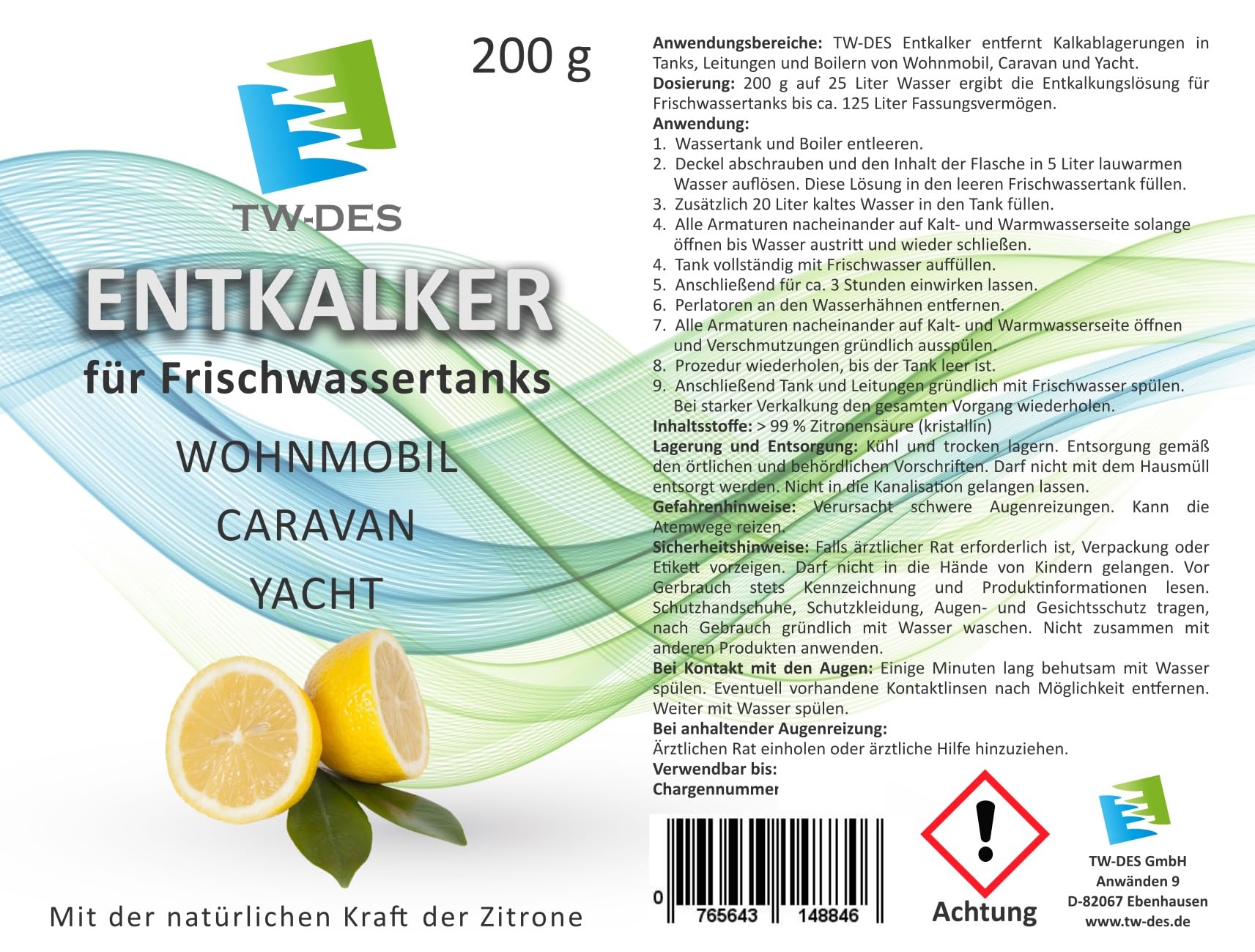 TWDES Hygieneset Saison - Wasserhygiene, Tankreiniger und Entkalker