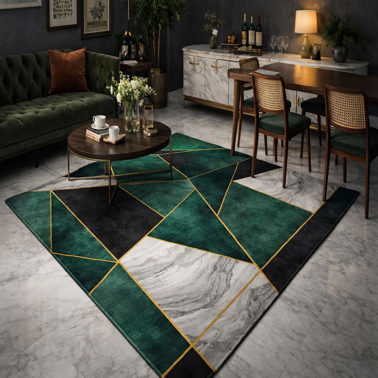 Tapis de salon poil ras grand tapis intérieur facile à laver