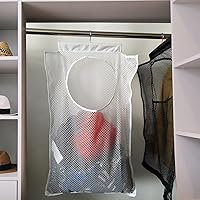 Vista 6 de Cesta de malla colgante para lavandería (30 x 20 x 2 pulgadas), bolsa grande de ropa sucia, se puede utilizar detrás de la puerta, armario, caravana