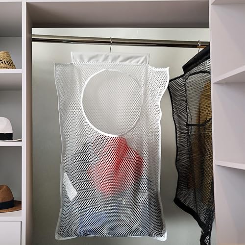Miniatura 6 de Cesta de malla colgante para lavandería (30 x 20 x 2 pulgadas), bolsa grande de ropa sucia, se puede utilizar detrás de la puerta, armario, caravana