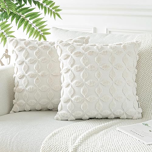 Miniatura 1 de Artscope Juego de 2 fundas de cojín decorativas de lana sintética suave de 20 x 20 pulgadas, fundas de cojín cuadradas de terciopelo de felpa estilo