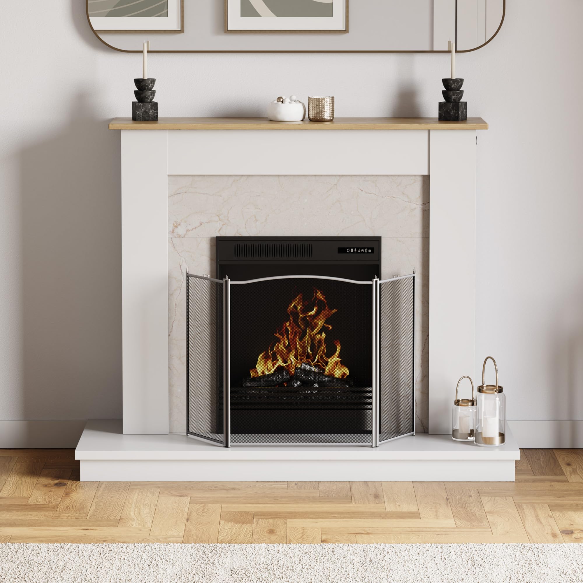 Home Discount Denton 3 Pannello Fuoco Schermo Scintilla Protezione, Peltro