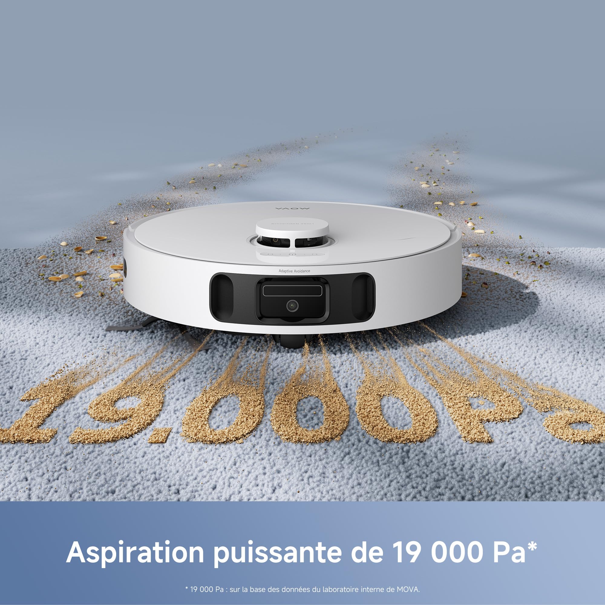 Mova E40 Ultra Robot aspirateur et Laveur à vidage Auto avec Aspiration de 19 000 Pa, Technologie de Lavage MaxiReach, Brosse latérale Anti-nœuds, Base Tout-en-Un, 75 Jours de Nettoyage Autonome