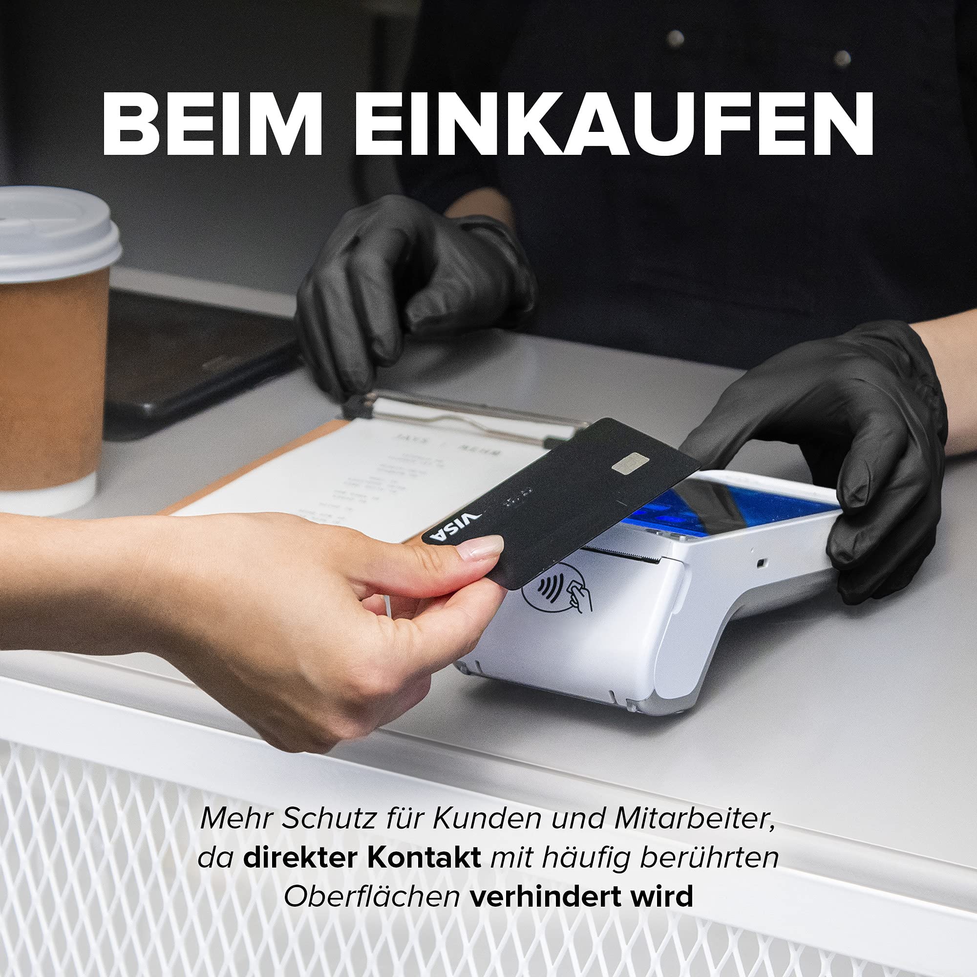 HARD 1000x Nitrilhandschuhe, Einweghandschuhe, Reißfest, Nitril Handschuhe, puderfrei, latexfrei, Einmalhandschuhe, Untersuchungshandschuhe, Black disposible nitrile gloves Box - Größe L - Schwarz