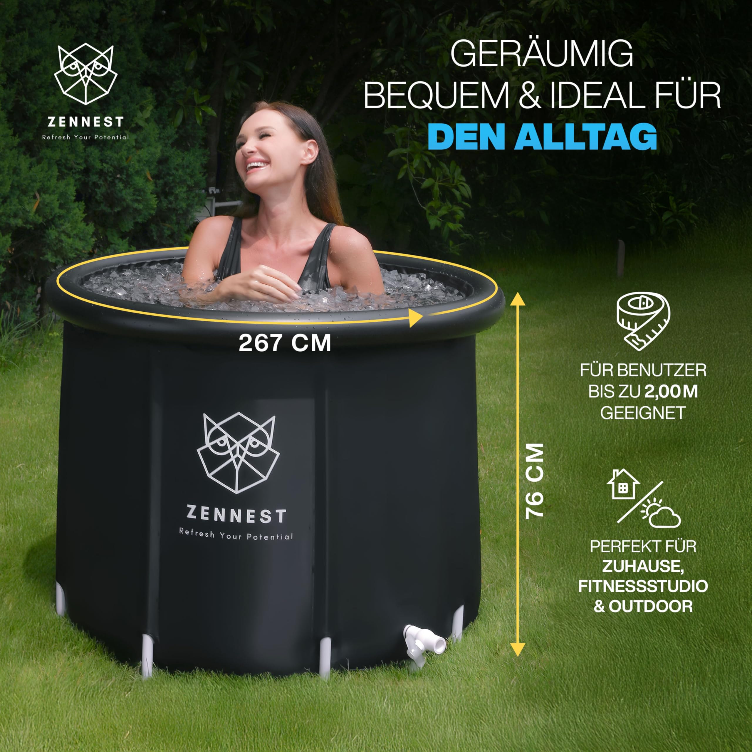 Eistonne Für Zuhause 90cm – XL Cold Plunge Eisbad Eisbaden Tonne Outdoor Mit 6-Schicht-Isolierung, Deutsche Ingenieurskunst Aufblasbare Eiswanne & Tragbare Badewanne Für Erwachsene - Ebook