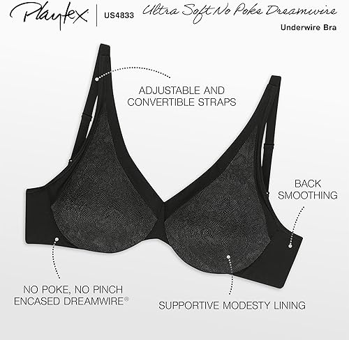 Miniatura 5 de PLAYTEX Dreamwire - Brasier de encaje suave sin pinchazos para mujer, soporte de 4 vías