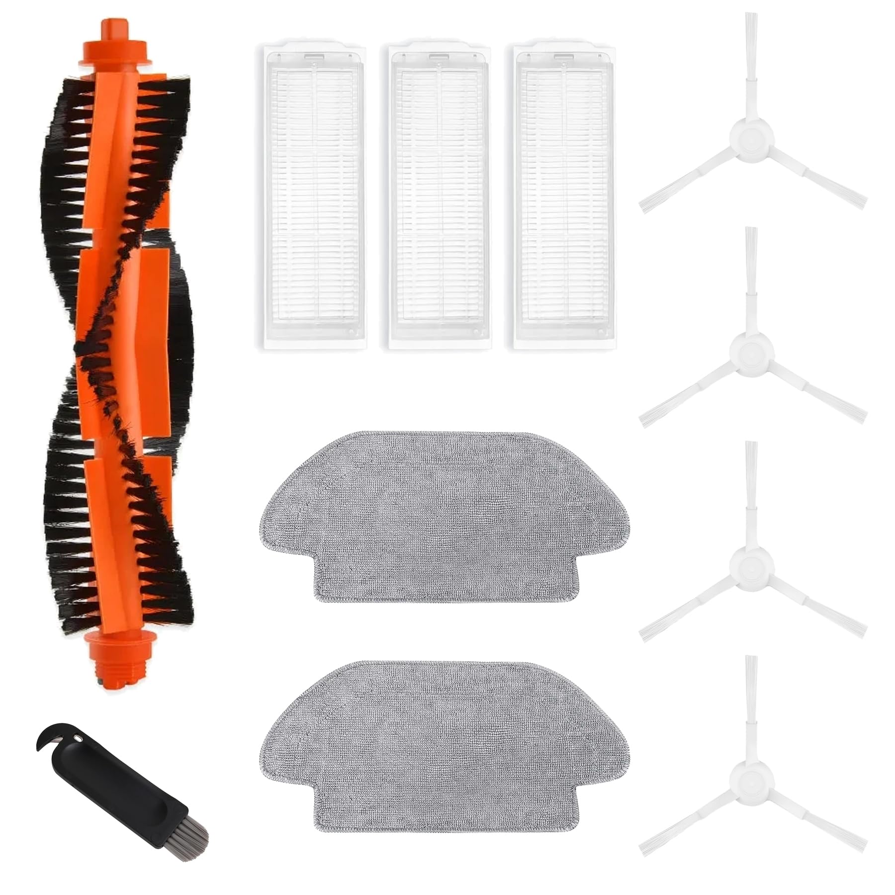 MIRTUX Pack Accesorios Compatible con Robot Aspirador XIAOMI Vacuum S12 T12- Kit de Recambios Completos - Incluye 1 Cepillo Principal, 3 Filtros, 4 Cepillos Laterales, 2 Mopas y 1 Herramienta