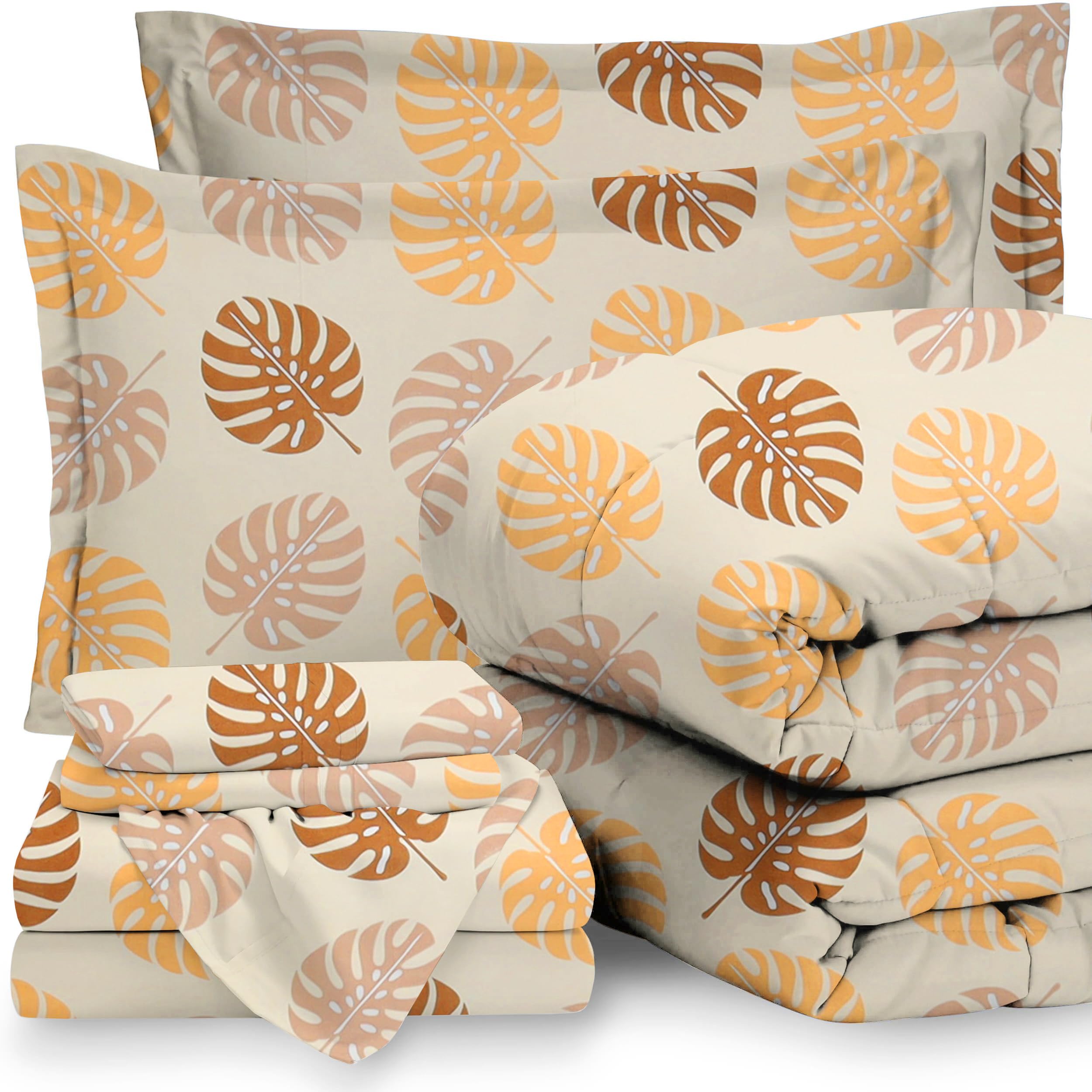 BSB HOME Comforter Set with Fitted Bedsheet & 2 Pillow Covers | Soft & Cozy AC Room | Summer | All-Season Bedding | Glace Cotton | Perfect for King/Queen Bed | Durable, Wrinkle-Free - Beige and Brown-picture-36