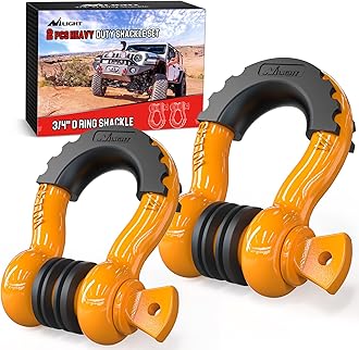 Nilight 2 Pack 3/4" D-Ring Shackle with 7/8" Screw Pin 41,887lbs Break Strength, Heavy Duty Off Road Recovery Shackle with Isolators Washers for Use with Tow Strap, Winch, Off-Road Jeep Truck Vehicle
