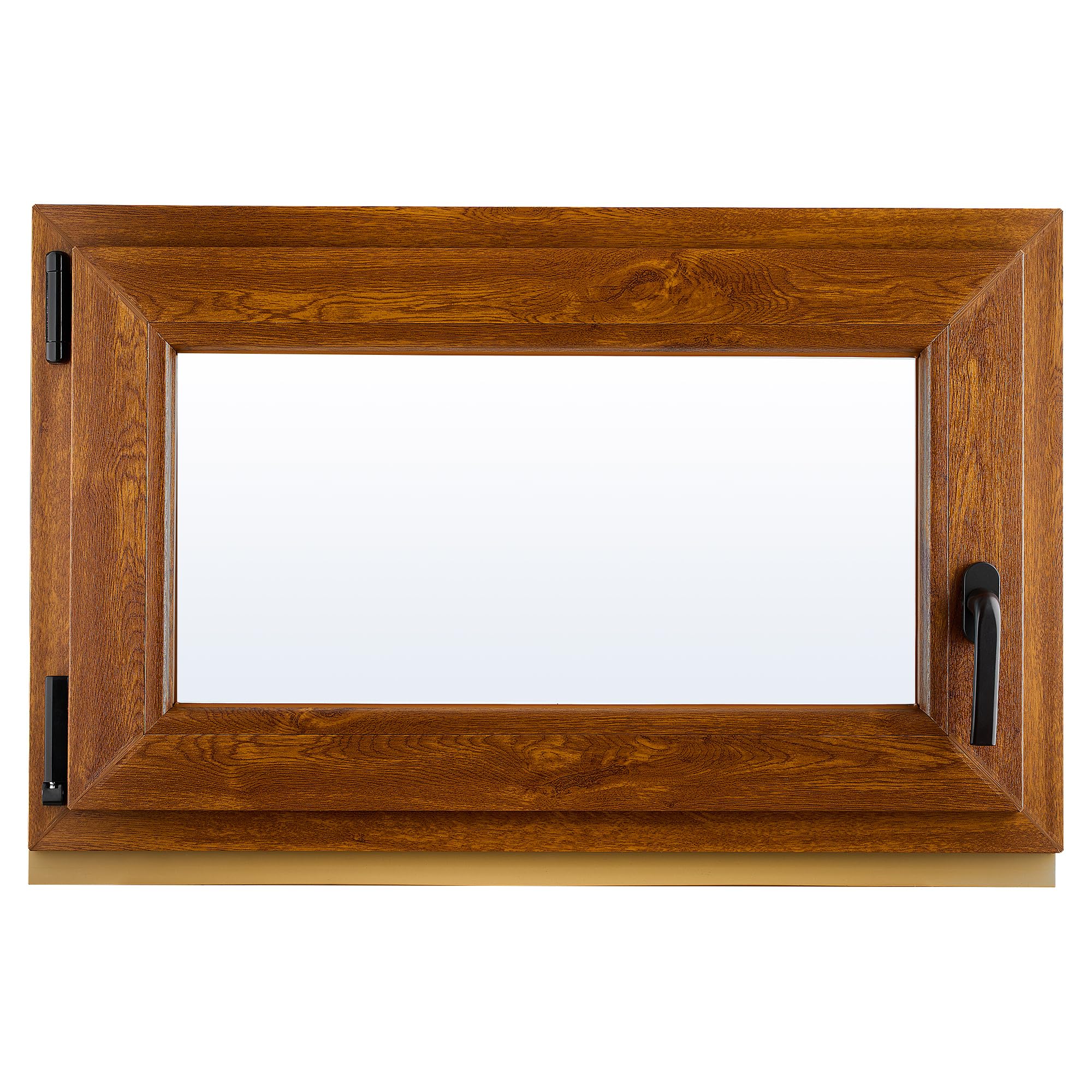 Ventana de PVC - Ventana de Plástico - Resistente a las Influencias Ambientales - Protección Contra Robo - Aislamiento Contra Ruido, Viento - Roble Dorado - 800x500cm - 4-16ar-4i