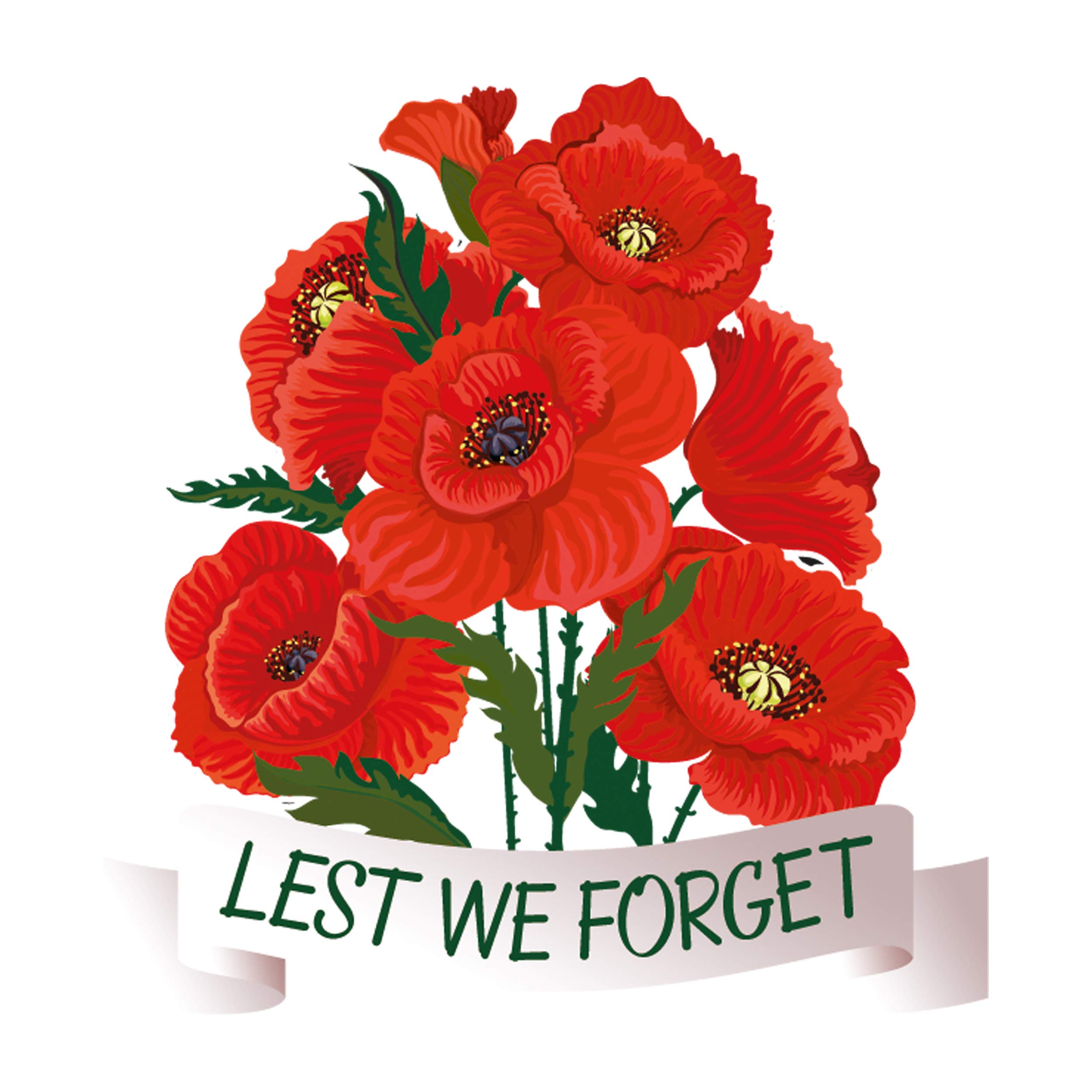 Buy Small Lest We Window Sticker with 2 Extra Poppies