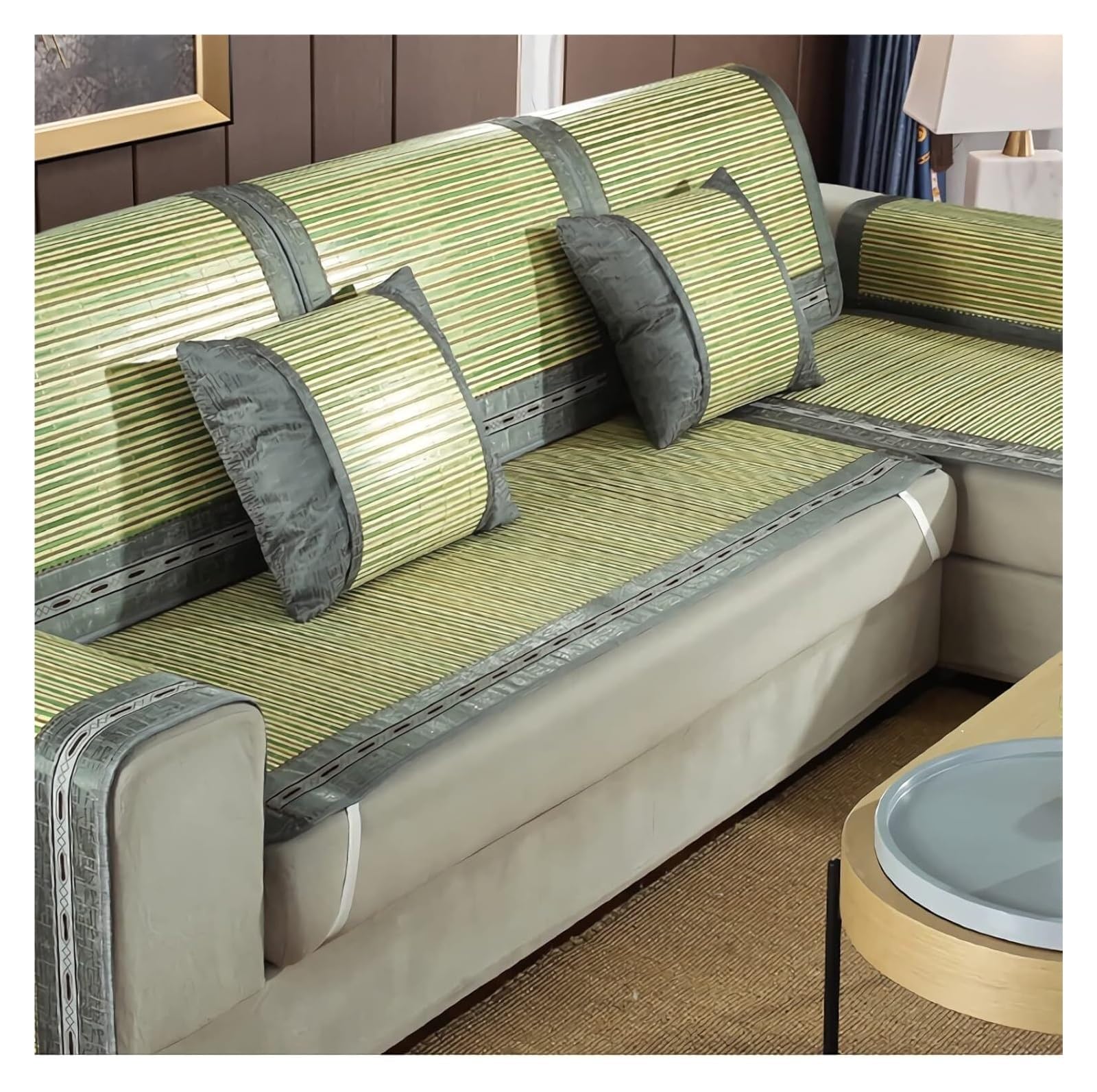 QCKNKMGG Cooling Bamboo Sofa Mat, Cooling Bamboo Sofa Mat Non Slip Multicolor 60-80x160-210cm(C,60 * 210cm)