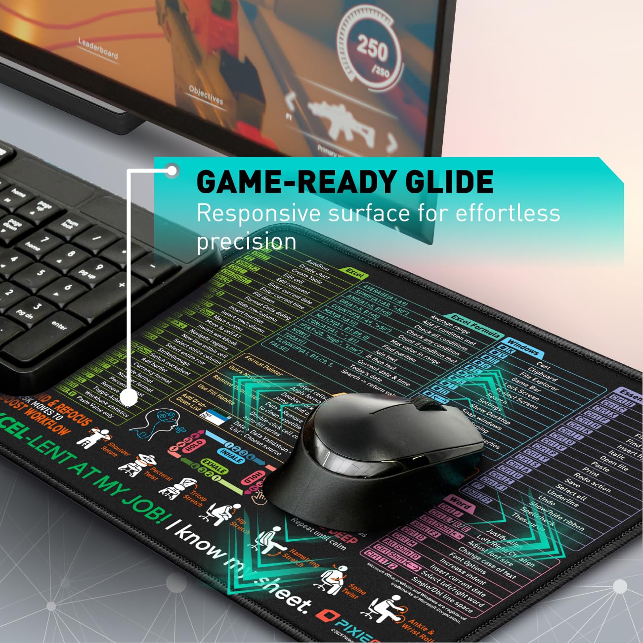 Amazon.com : Pixiecube Excel Shortcut Mouse Pad with Windows, Word