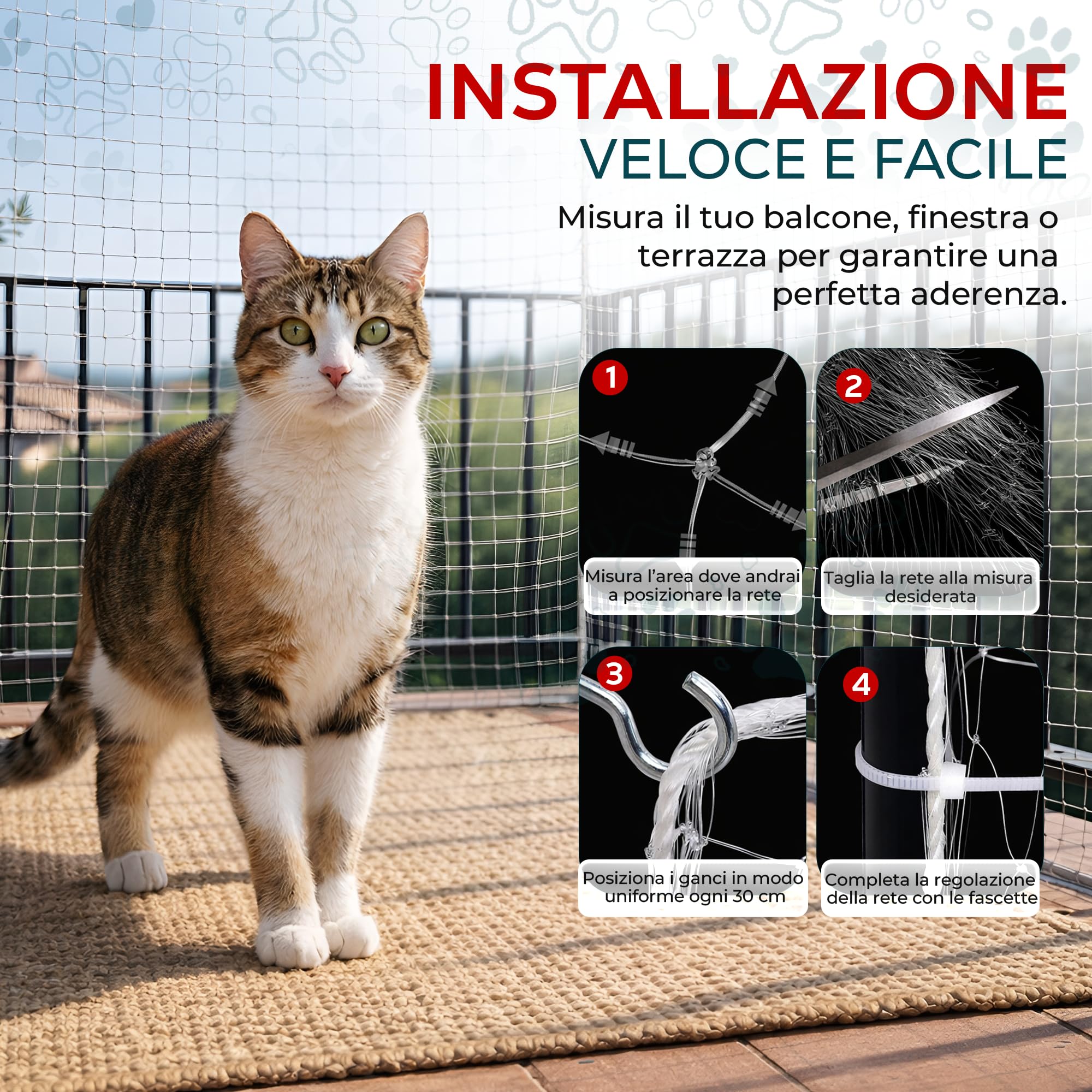 Rete per Gatti I Trasparente I 8x3m I Giocattolo Regalo I Rete per Gatti Balcone Trasparente I Rete Balcone per Gatti | Rete Protezione Balcone e Finestra per Gatti