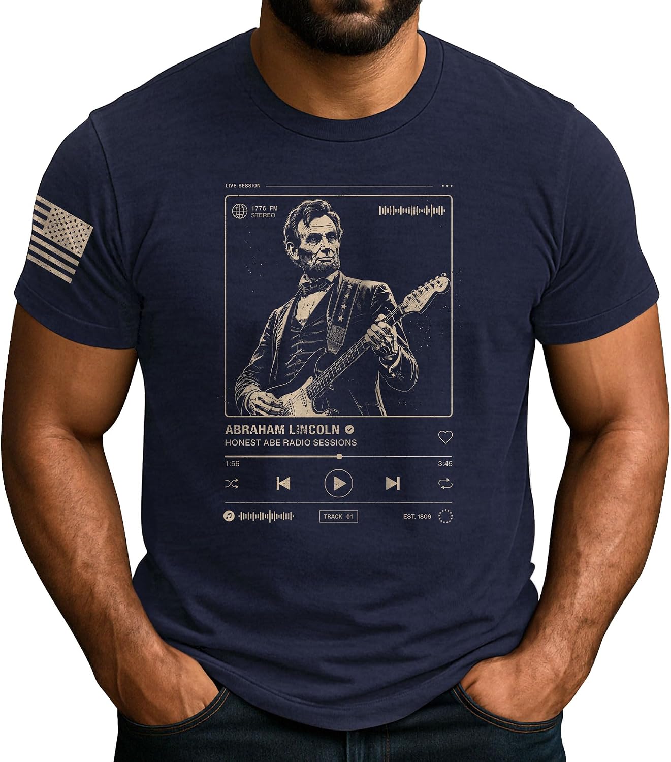 250th Anniversary USA Shirt, Lincoln Guitar 250 Anniversary Tshirt, Mens 4th of July Shirt