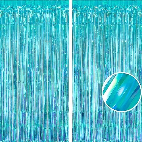 Miniatura 19 de BRAVESHINE Cortinas de fondo de fotos de oropel – Paquete de 2 cortinas de flecos de papel de aluminio negro y naranja de 3.2 x 8.2 pies para