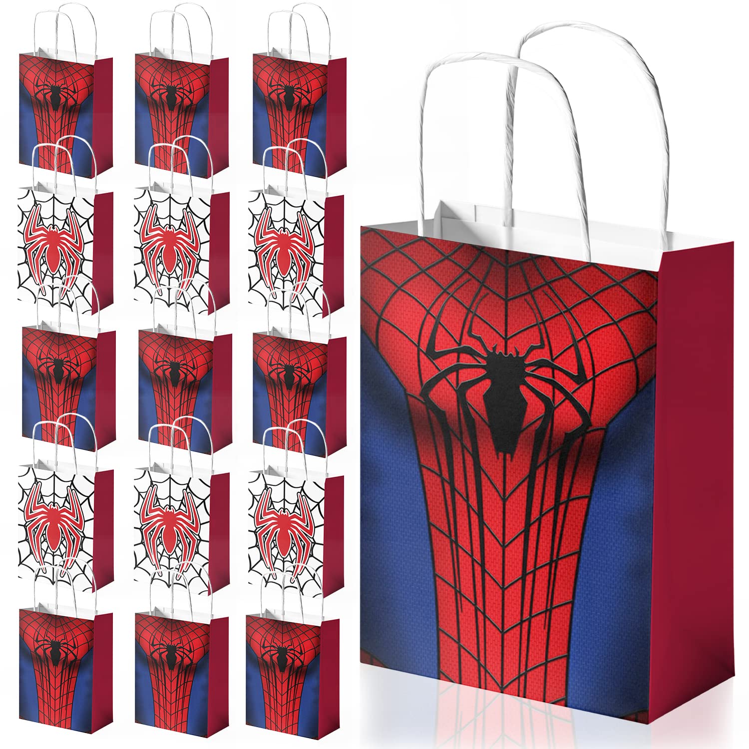 16 Pack Superhero Party Treat Bags,Party Bags for Spider Party Supplies