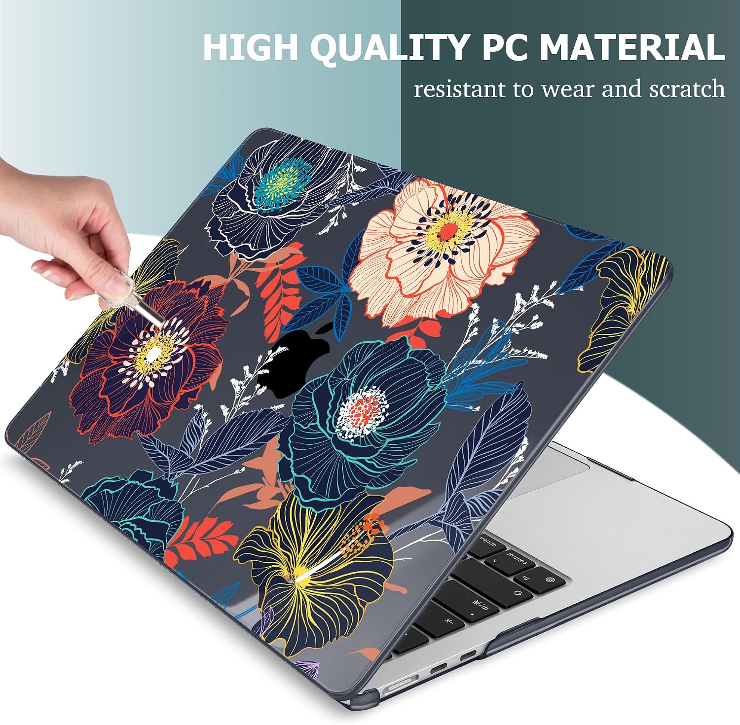 Mektron for 2026/2025/2024/2023 MacBook Air 15 INCH M5 A3448 /M4 A3241 /M3 A3114 /M2 A2941 Case, Printed Plastic Hard Shell Cover with 15.3" Liquid Retina Display Touch ID, Dahlia Flowers image 4