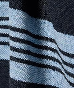 Relaxed Fit Striped Pique Rugby Polo Shirt KH1561: Bleu Chine / Gris Chine ZEB
