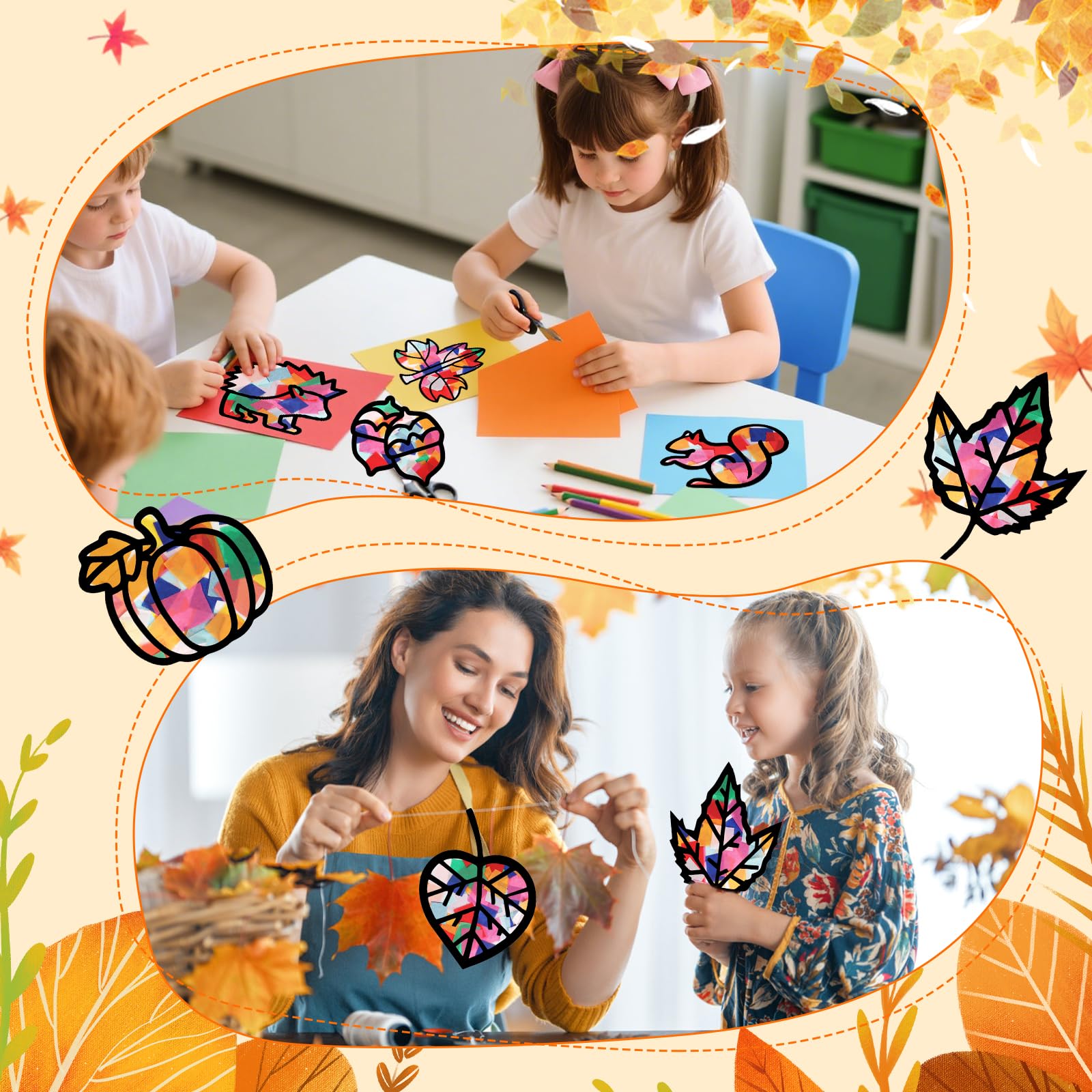 Kit Bricolage Automne Enfant 12 Pièces - Artisanat Couronne, Autocollants Fenêtre - Activité Créative Famille