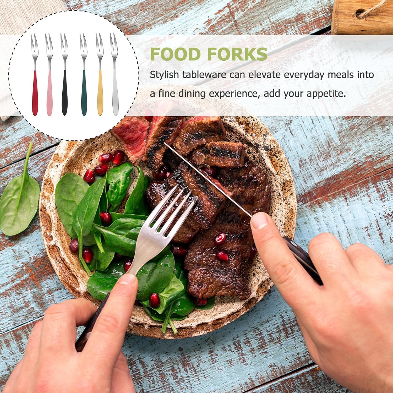 6 Pcs Stainless Steel Dessert Forks Two Prongs, Small Fruit Forks
