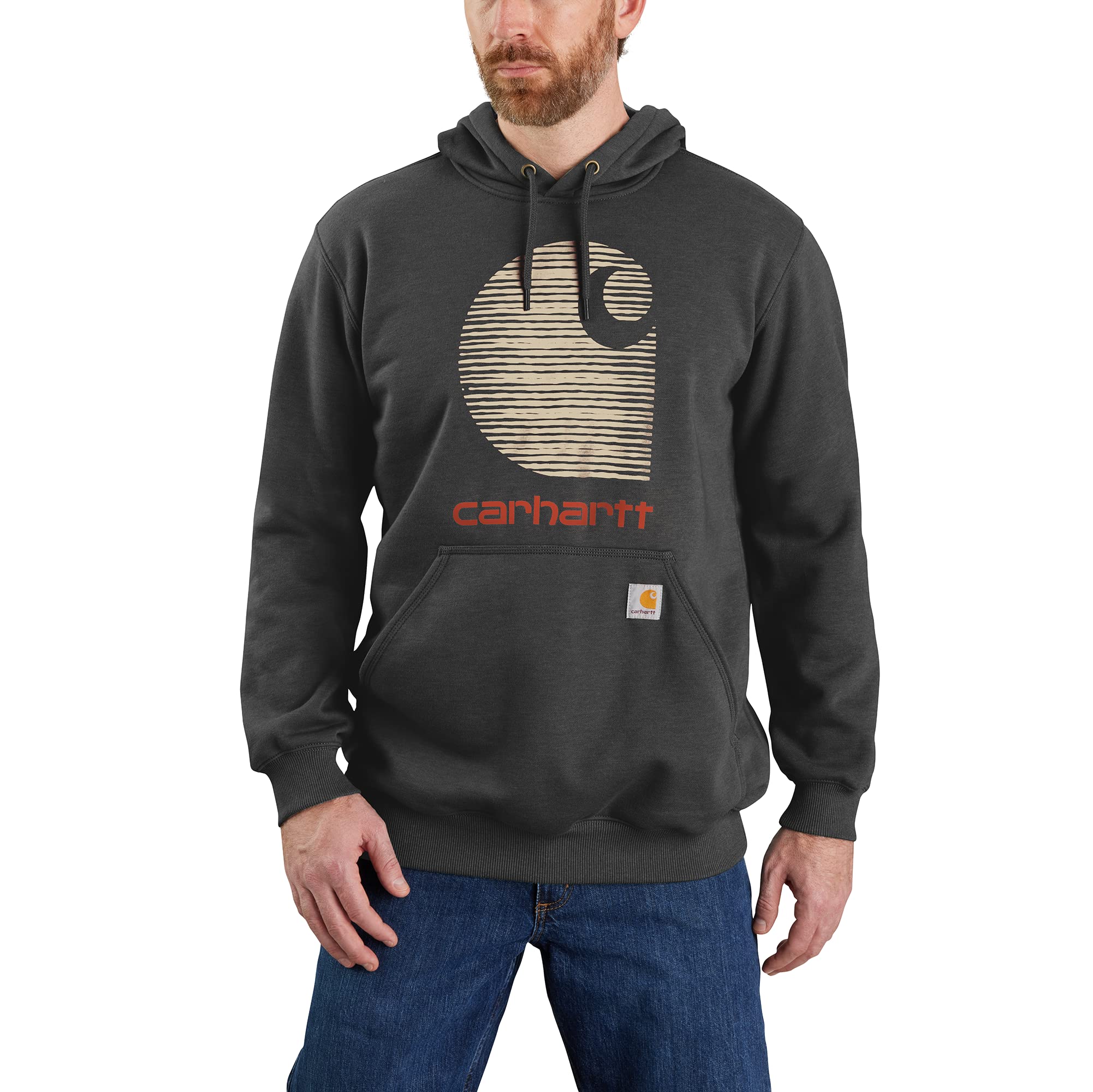 Carhartt Men's Carbon Heather Rain Defender Loose Fit C Logo Sweater
