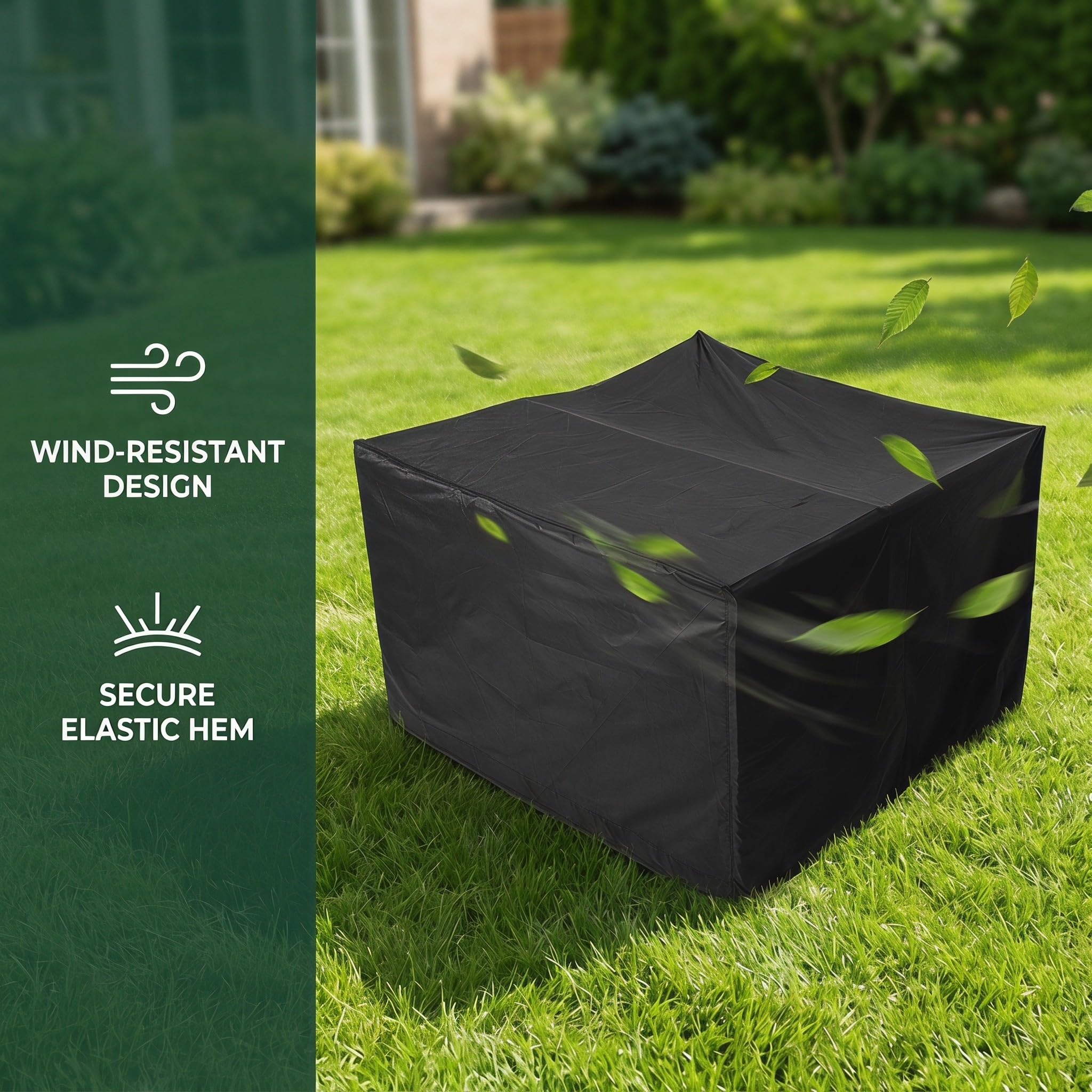 ibasenice Telo di copertura per braciere da esterno per patio, in tessuto Oxford 420D impermeabile, rettangolare, resistente alle intemperie, per mobili da giardino e cortile.