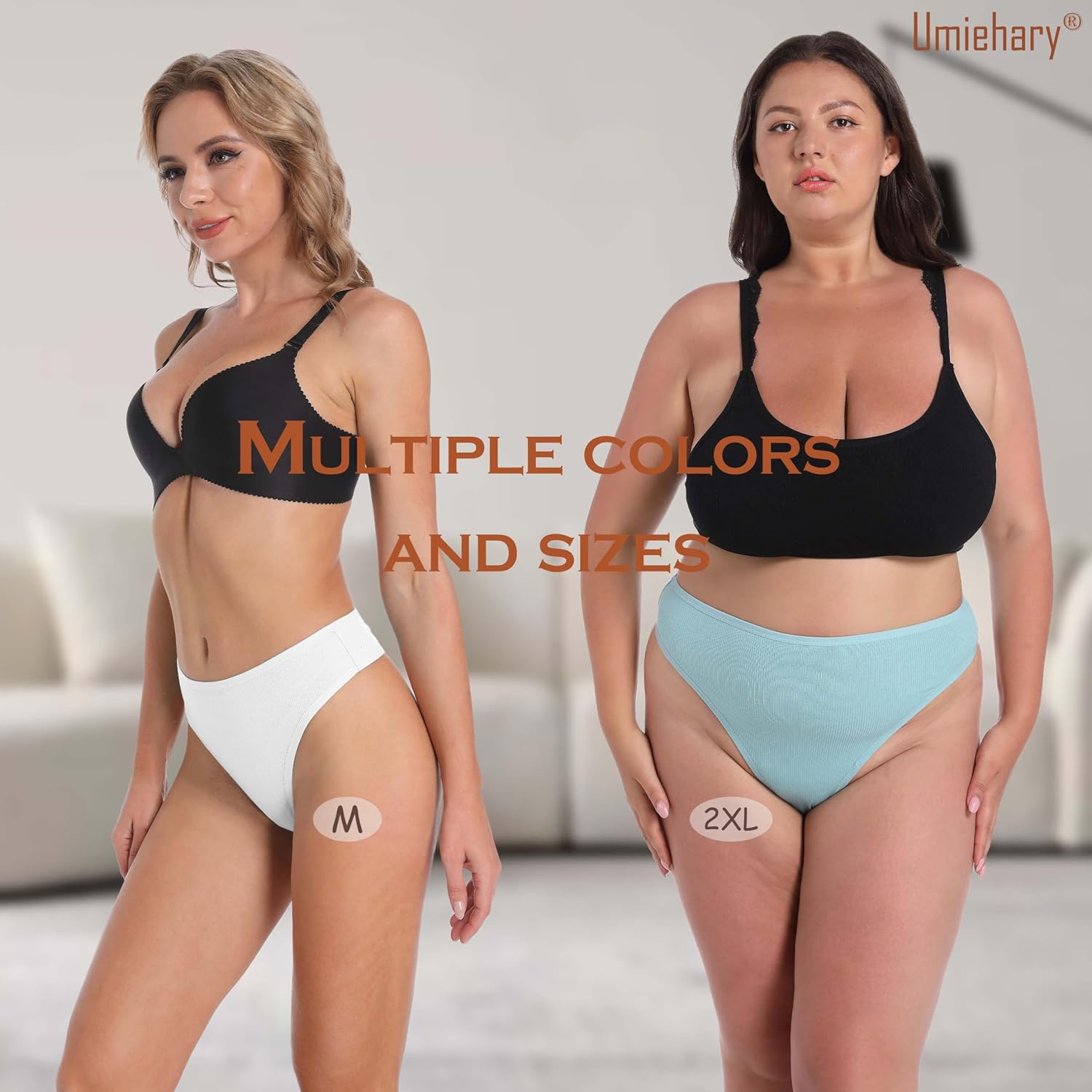 Umiehary Women's High Waisted Ribbed Cotton&Nylon Stretchy Sport Breathable Athletics Panties Plus Size - Image 6