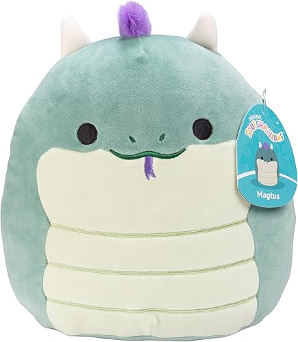 Squishmallows Peluche Magtus el basilisco de 10 pulgadas, con licencia oficial Kellytoy - Lindo juguete coleccionable de serpiente suave y