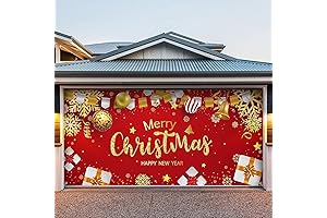 Last Day Sale 49% Off - 7 x 16 ft Double Garage Door Christmas Decorations