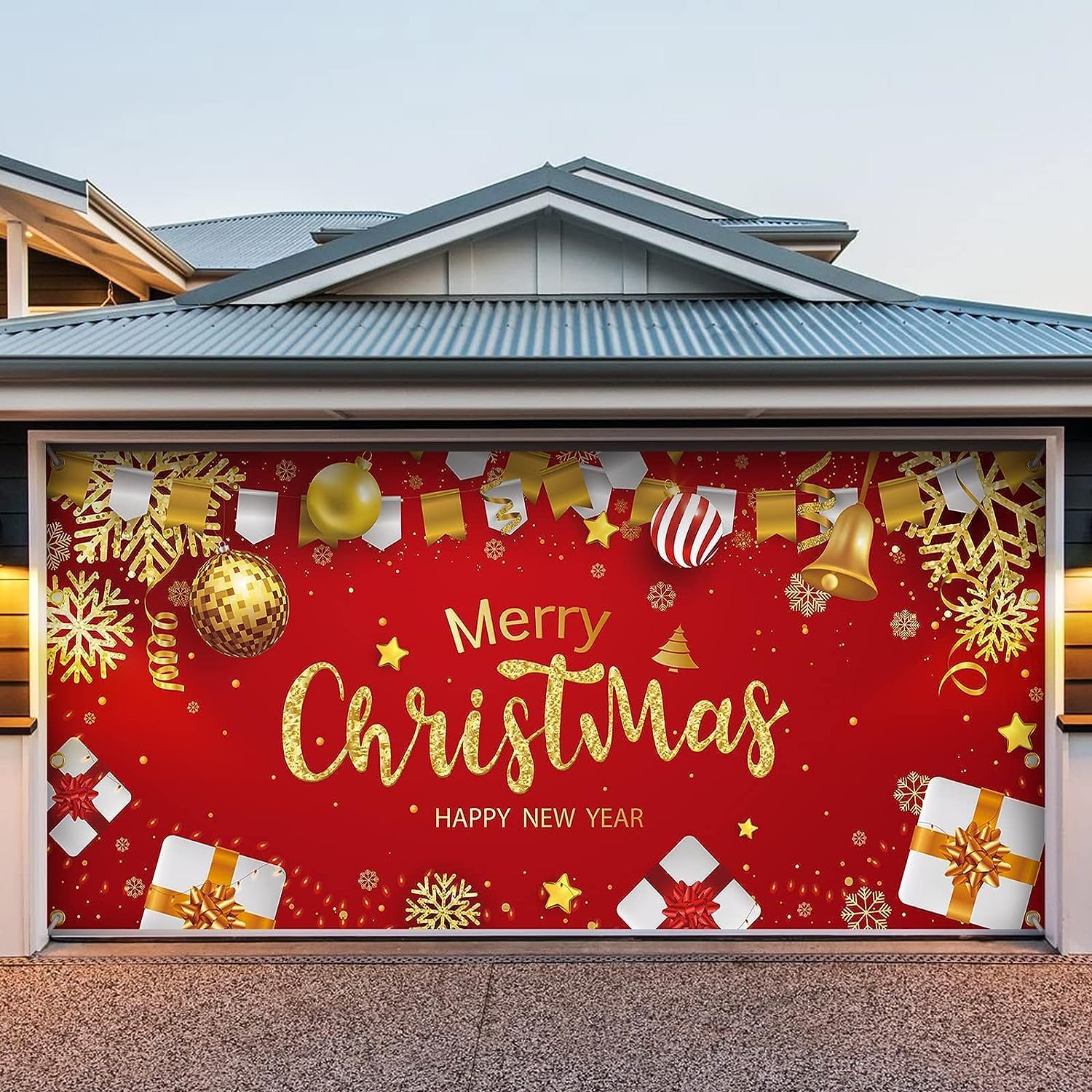 7 x 16 ft Double Garage Door Christmas Decorations, 2023 Christmas Garage Door