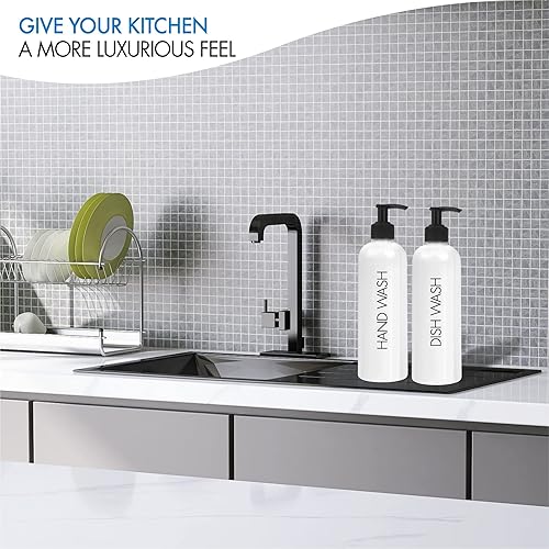 Miniatura 6 de Juego de dispensador de jabón vacío para manos y platos (paquete de 2, 17 onzas) dispensador de jabón para platos reutilizable y recargable y