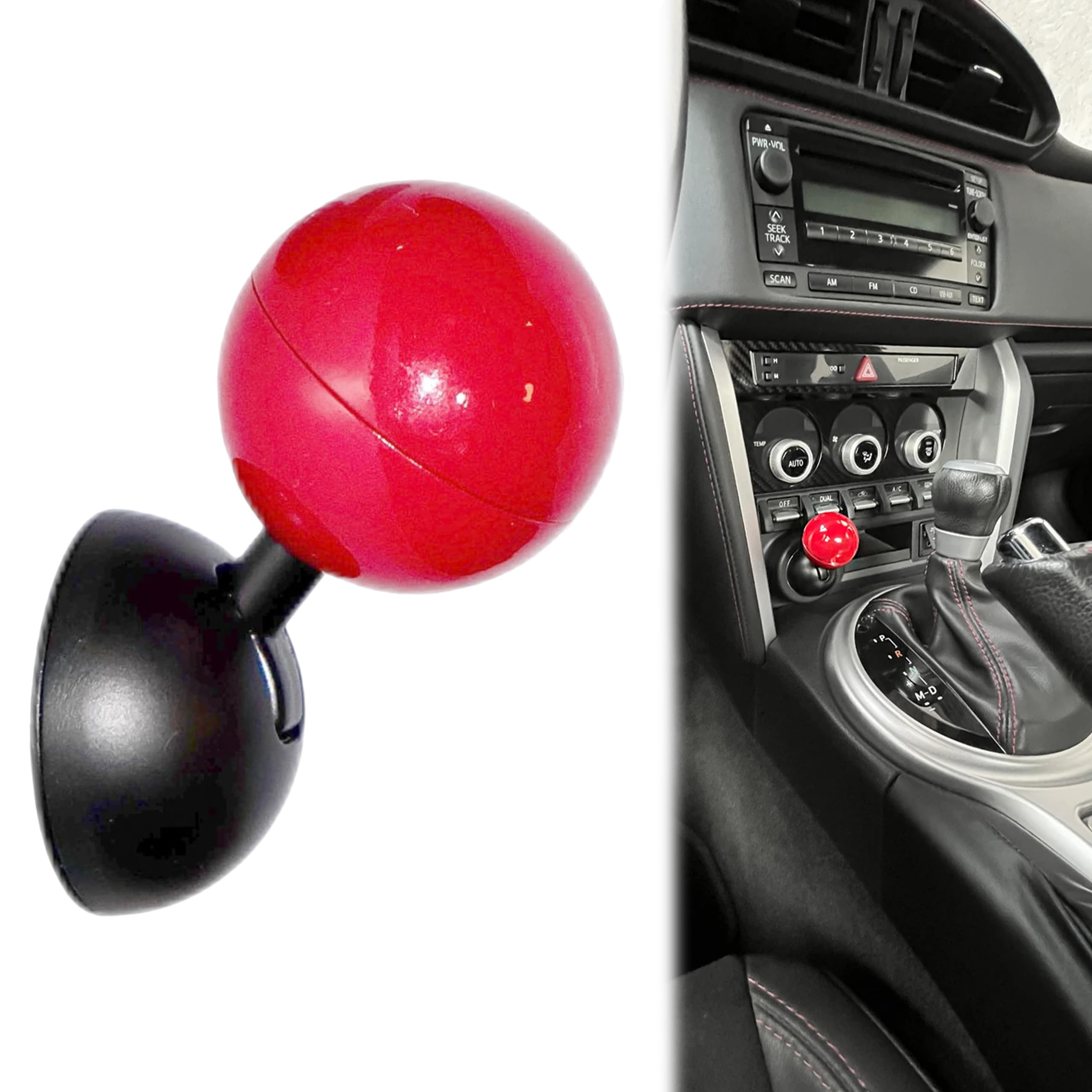 Car One Button Start Lever, Car Push to Start Button Rocker, Push Start Button Cover, Joystick Full Metal Ball Bar, Starter Cover Decorative Accessories (Red)