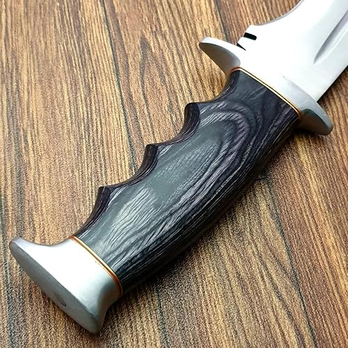 Miniatura 3 de WARIVO Cuchillo Kukri D2 hecho a mano de 15 pulgadas, machete de espiga completa de hoja fija para sobrevivir, limpiar arbustos, trabajo en el