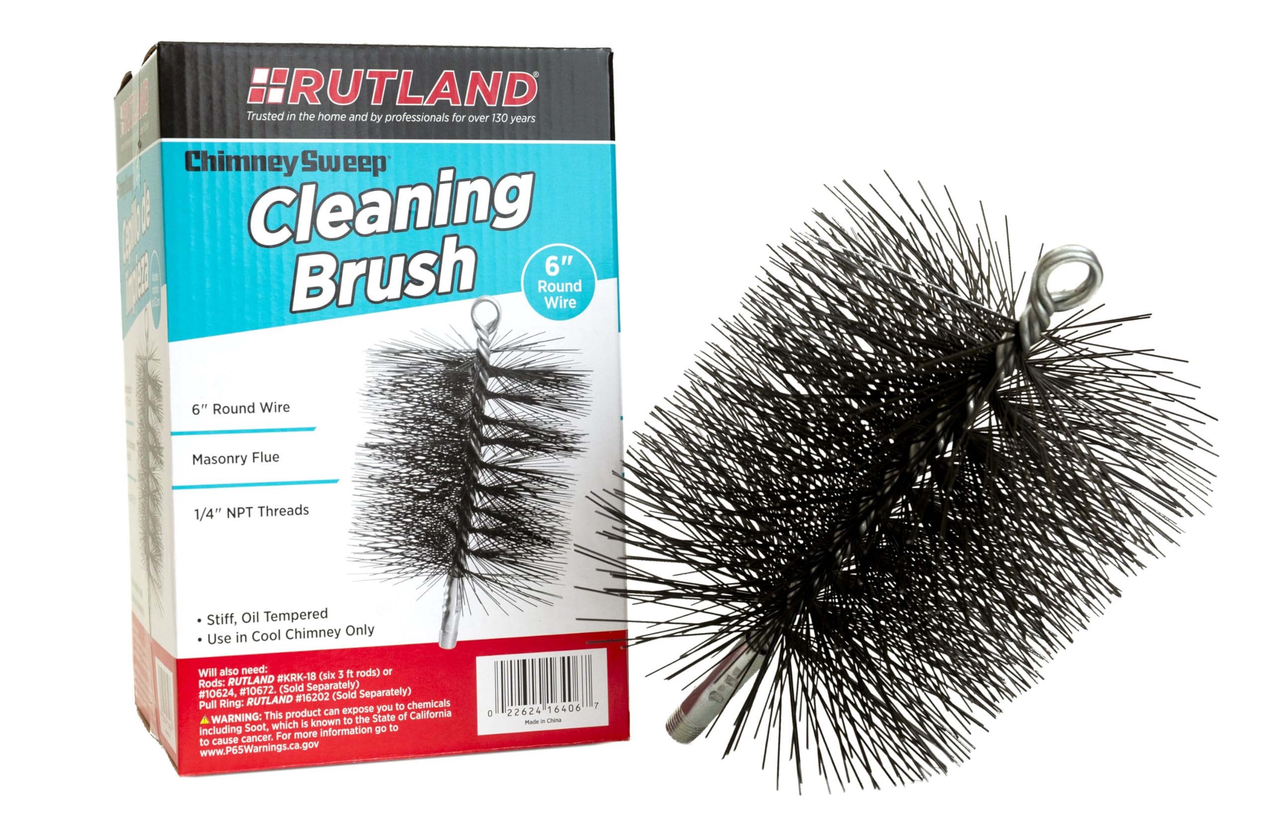 Rutland Products 16406 6-Inch Round Chimney Cleaning Brush, Red
